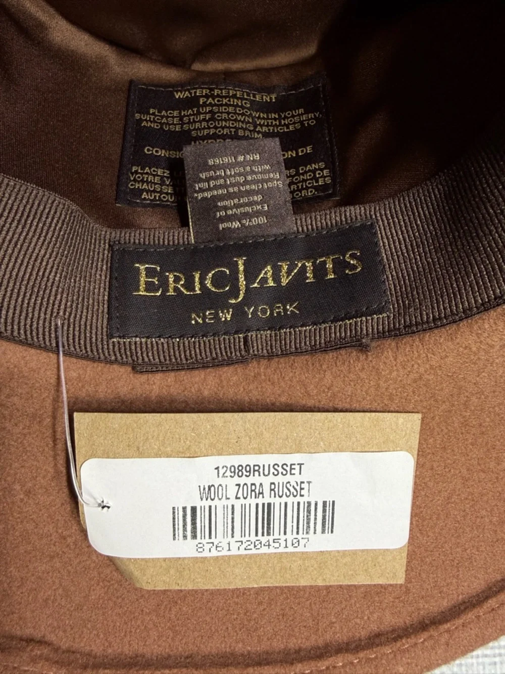 Eric Javits Wide-Brim Wool Fedora Hat in Russet - Picture 8 of 10